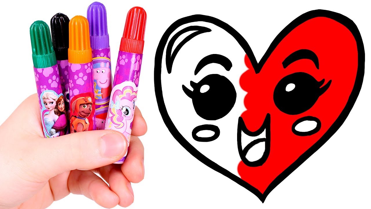 Dibuja y Colorea un Coraz&oacute;n Kawaii 😍❤️ Dibujo de Emoticonos