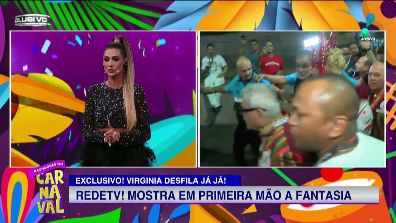 Virgínia é cercada por seguranças e acompanhada do Presidente da Grande Rio antes de desfile