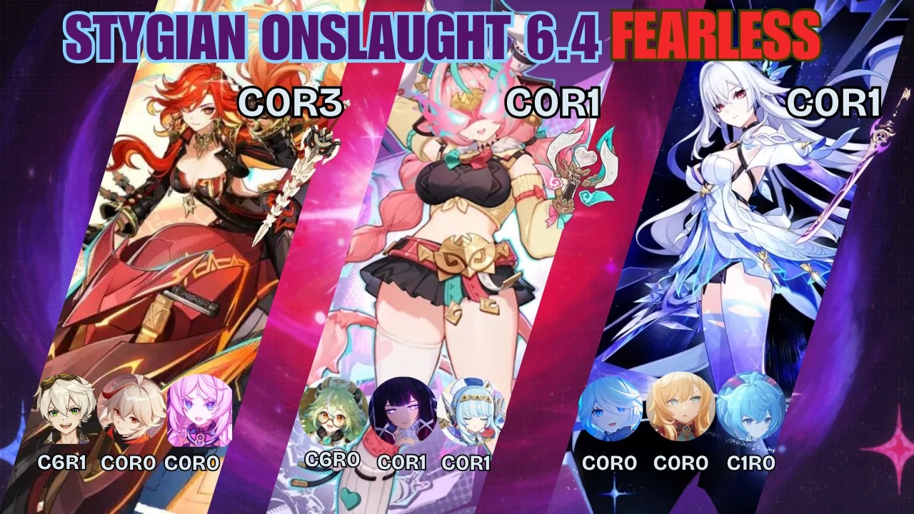 6.4 Stygian Onslaught Fearless | C0R0 Mavuika, C0R1 Varesa(w/ Bineffa), C0R1 Skirk  | Genshin Impact