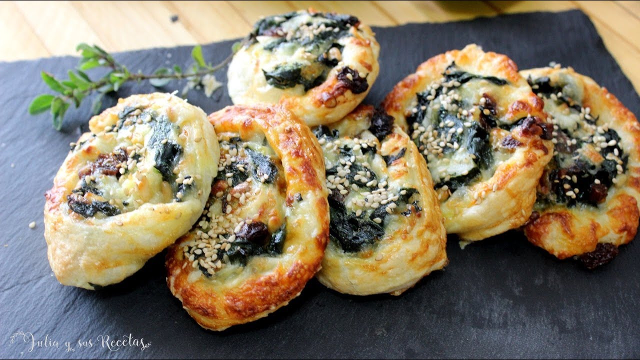 Espirales de hojaldre rellenas de espinacas y queso😍😍!