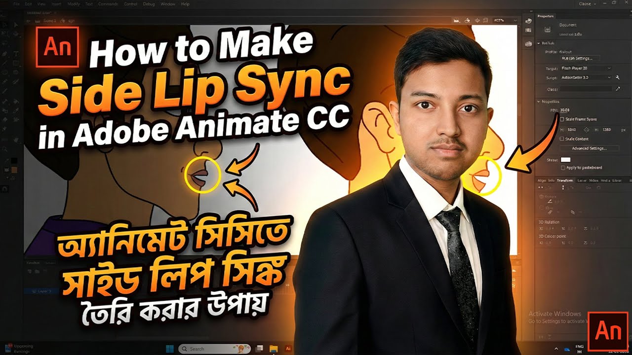 How to Make Side Lip Sync in Adobe Animate CC | Class 23 Tutorial