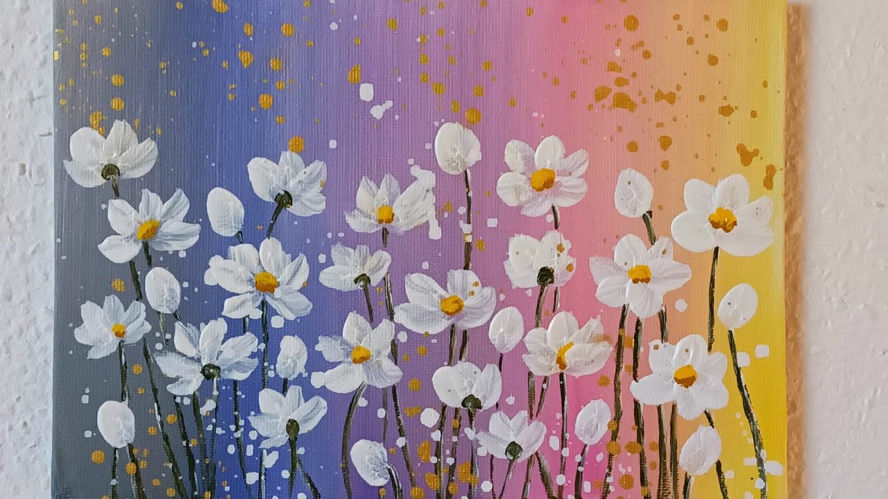 Blumenwiese Malen Acryl in Pastelltönen Echtzeit - Flower Meadow Acrylic Painting in Pastel Tones