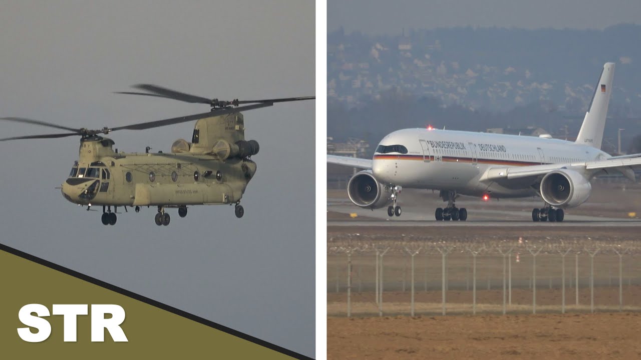 Chinook & German Air Force A350 at Stuttgart Airport