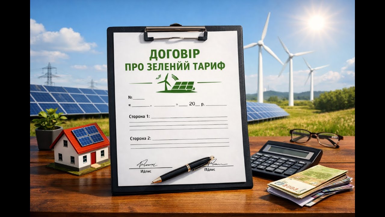 Зелений тариф 2026. Договір про продаж електроенергії, як працює ? Що таке ціна на добу за світло.