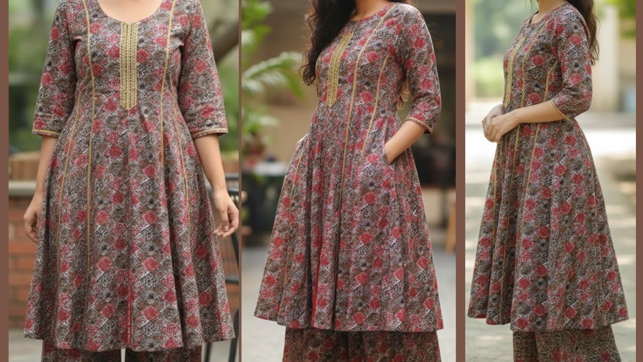 10 PANEL KURTI CUTTING AND STITCHING FOR BEGINNERS|| How to make panel kurti cutting and stitching 