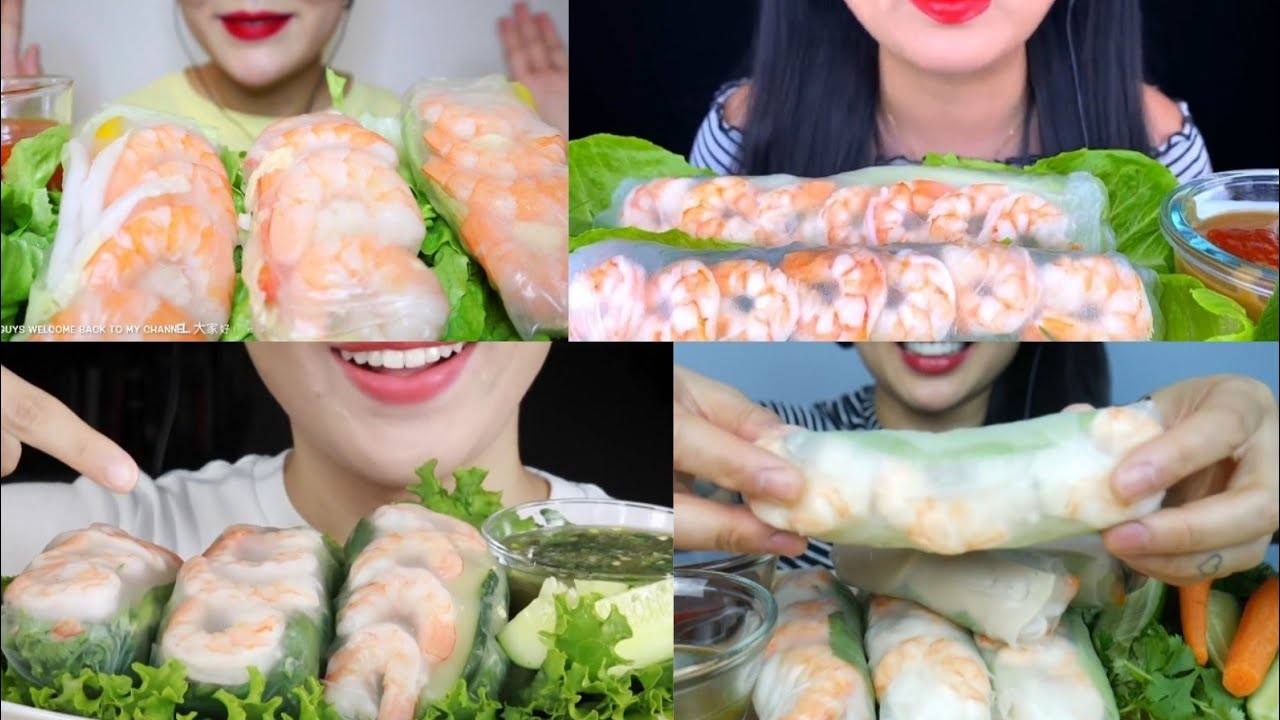 SHRIMP SPRING ROLLS 🍤🍤ASMR COMPILATION