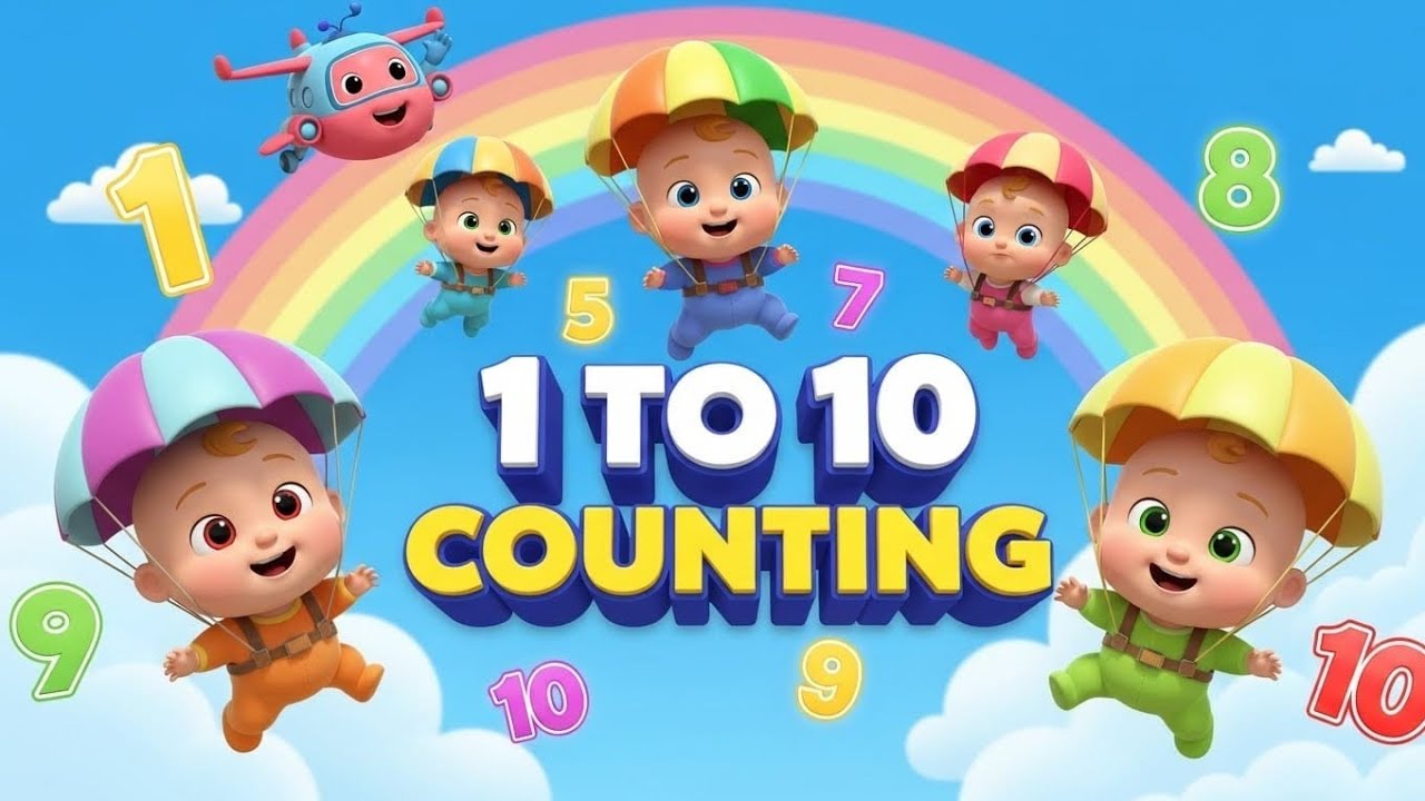 “Cute Babies Aeroplane Se Jump 🪂 | Learn Counting 1 to 10” learn spelling from 1 to 10  easy learn