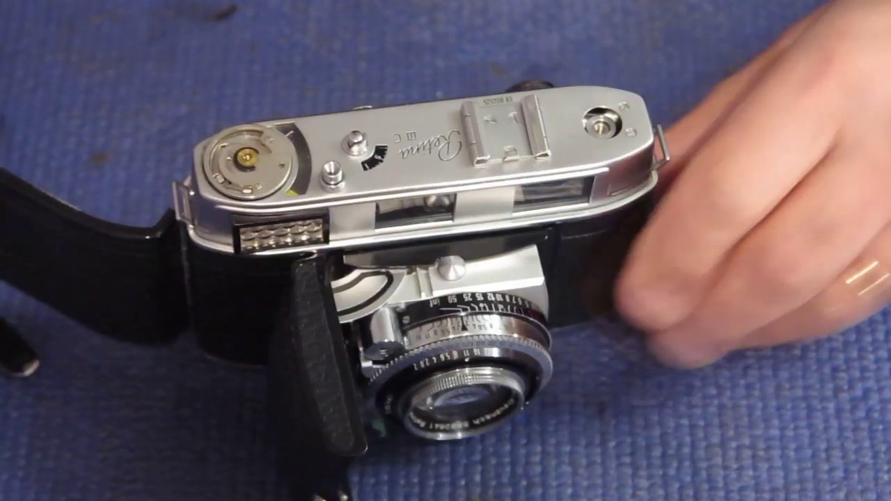Kodak Retina IIIC camera, jammed film advance lever.