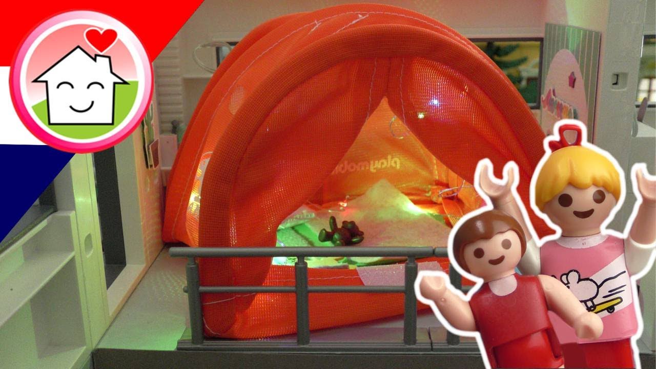 Playmobil filmpje Nederlands Kamperen in de kinderkamer - Familie Huizer