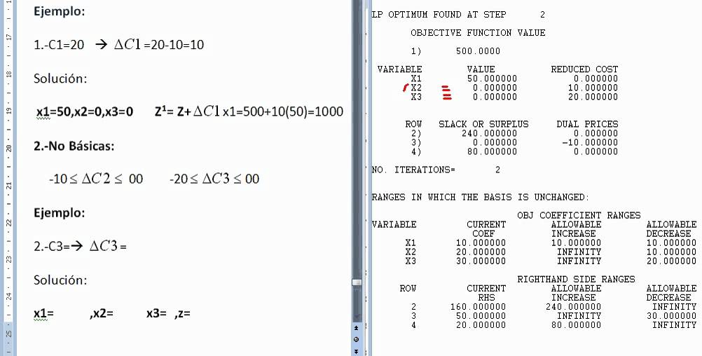 Programación Lineal con Lindo 4 análisis de sensibilidad