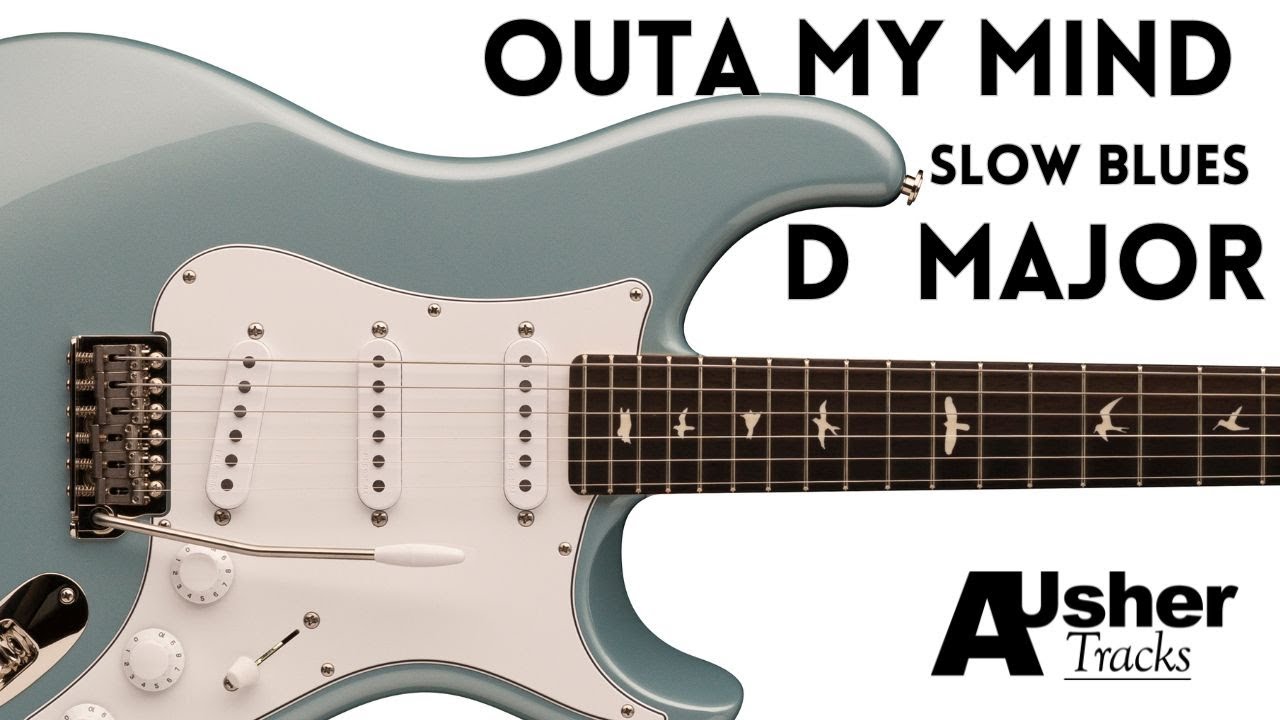 Outa My Mind Slow Blues Guitar Backing Track Jam in D major