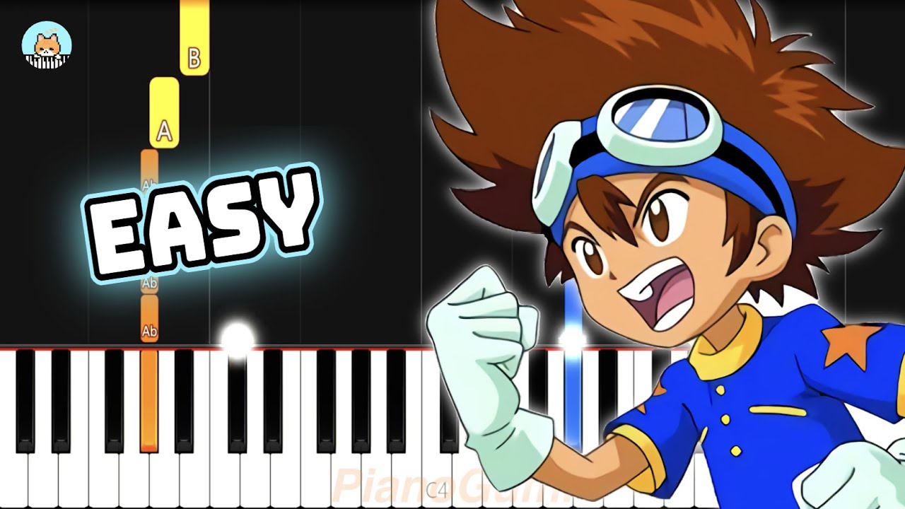 Digimon Adventure OP - "Butter-Fly" - EASY Piano Tutorial & Sheet Music