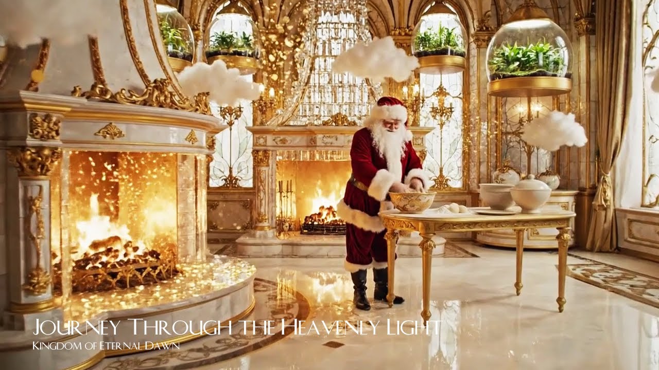 Heavenly Christmas Kitchen in the Eternal Dawn &ndash; Celestial Ambience with Santa Cooking 4K