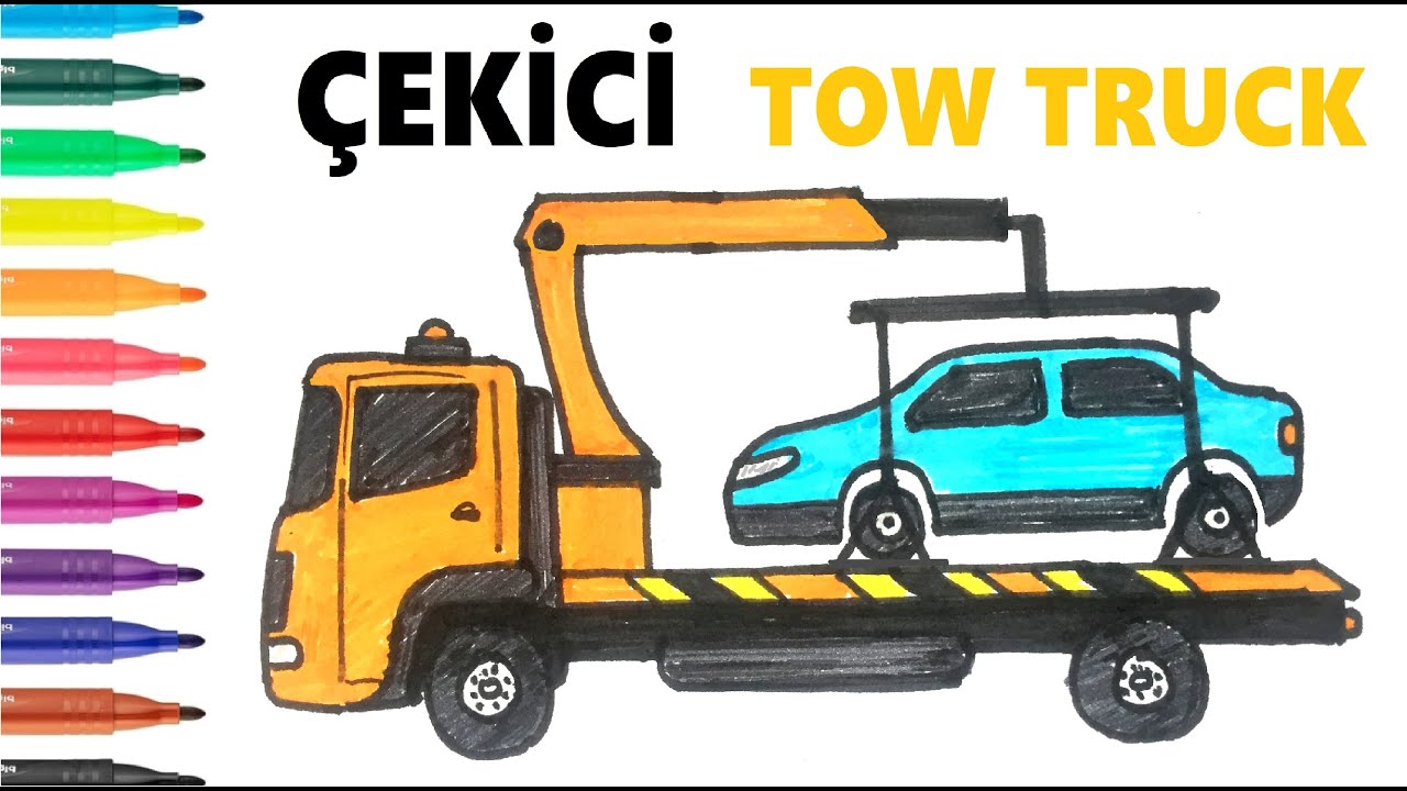 Easy Drawing Tow Truck I Kolay Çekici Kamyon Çizimi I Vinç Nasıl Çizilir?