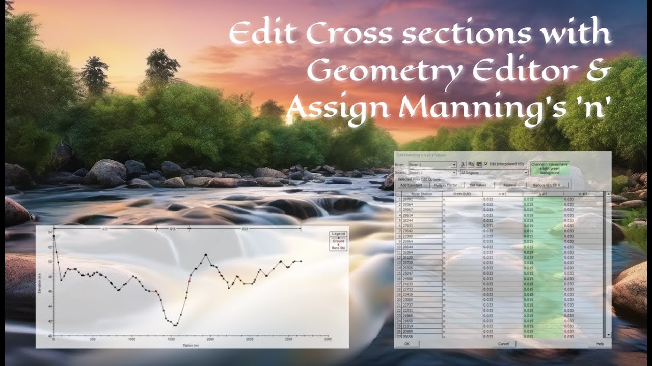 Editing the Cross sections & assigning Manning's 'n' values