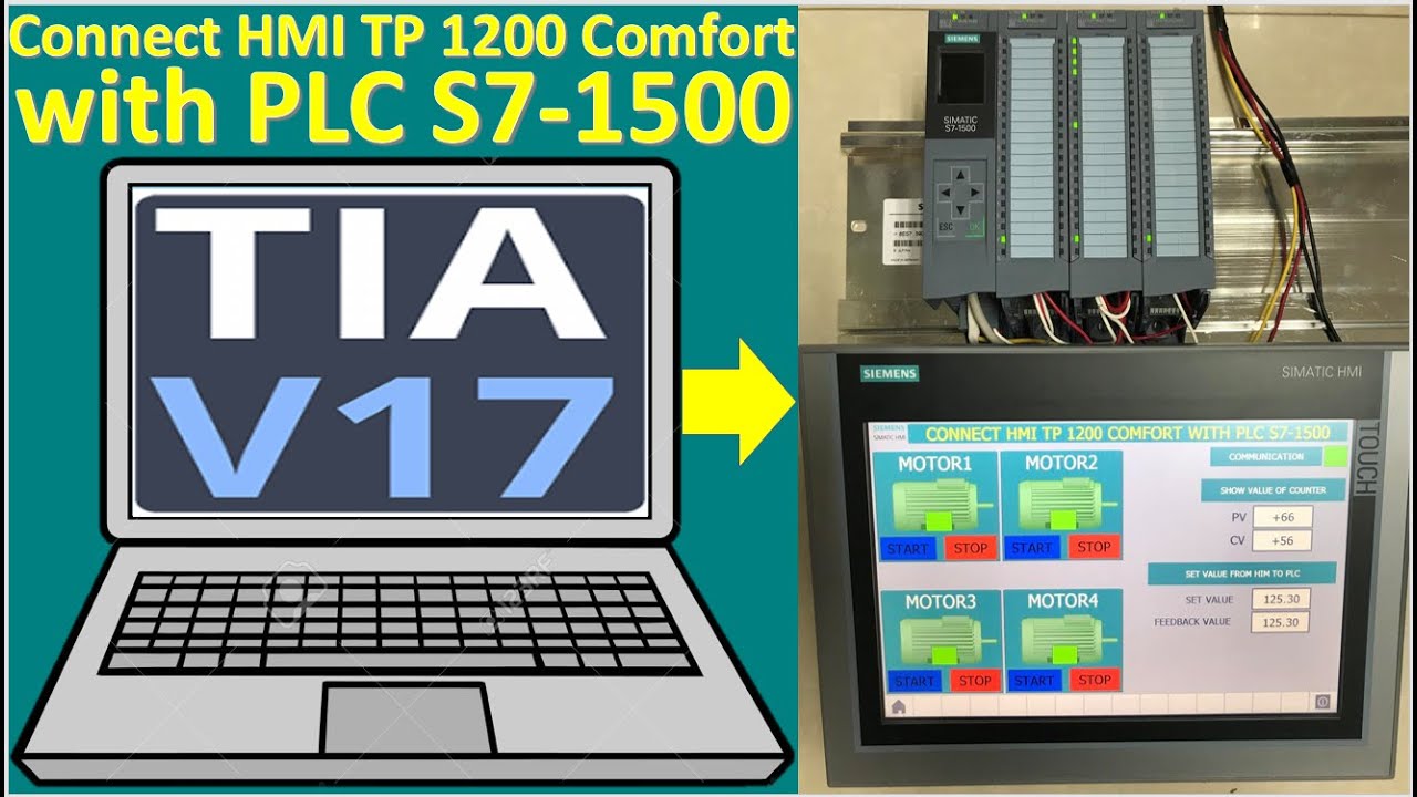 HMI TP 1200 Comfort connect with PLC S7-1500 (Full tutorial)