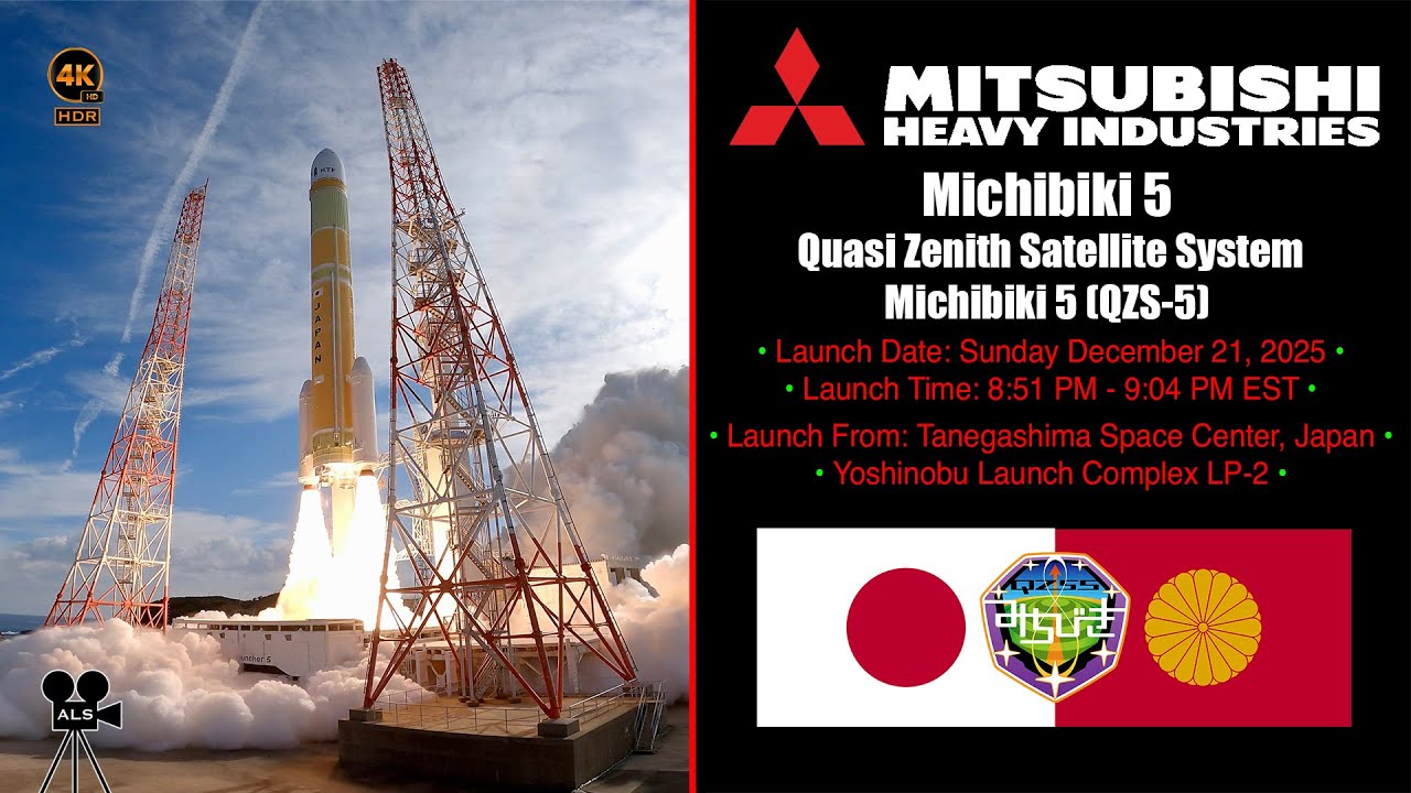 🚀 Mitsubishi Heavy Industries - Michibiki 5 Launch From Kyushu Island, Japan - 12/16/25 - 4K HDR 🚀