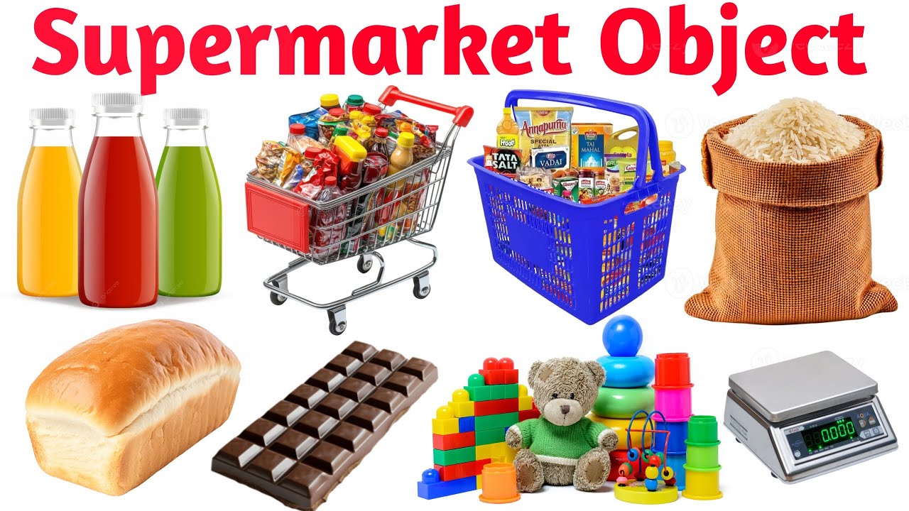 बच्चों के लिए 20 सुपरमार्केट चीज़ों के नाम | Learn Supermarket Objects in English and Hindi