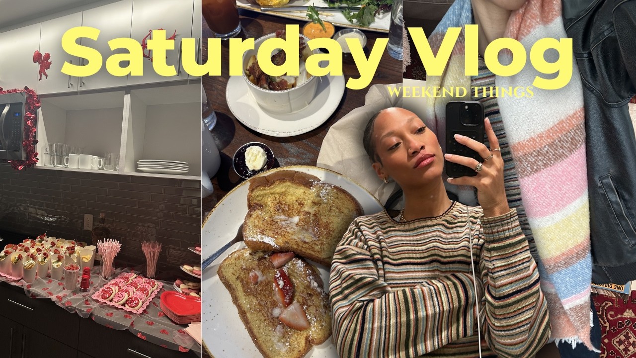 a slightly choatic saturday | brunch, thrift haul & valentine's party