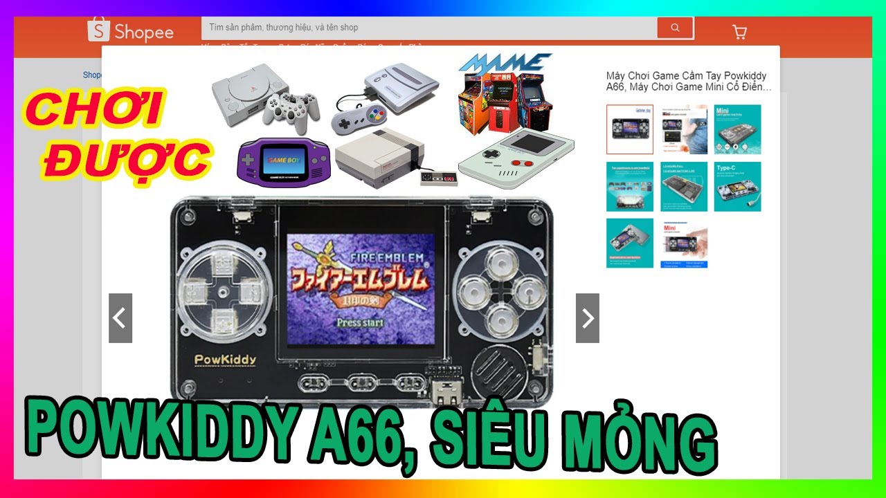 Mở hộp máy chơi game Powkiddy A66 | Máy game siêu mỏng, siêu nhẹ, chơi được Ps1, Gba, Snes, nes...