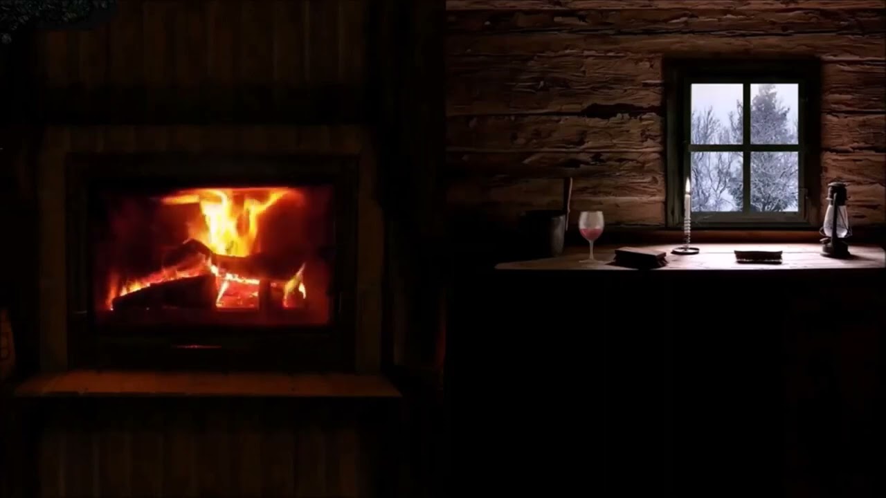 Feu de chemin&eacute;e, Cr&eacute;pitement des Flammes  Pluie et Vent apaisants pour se D&eacute;tendre et s'endormir