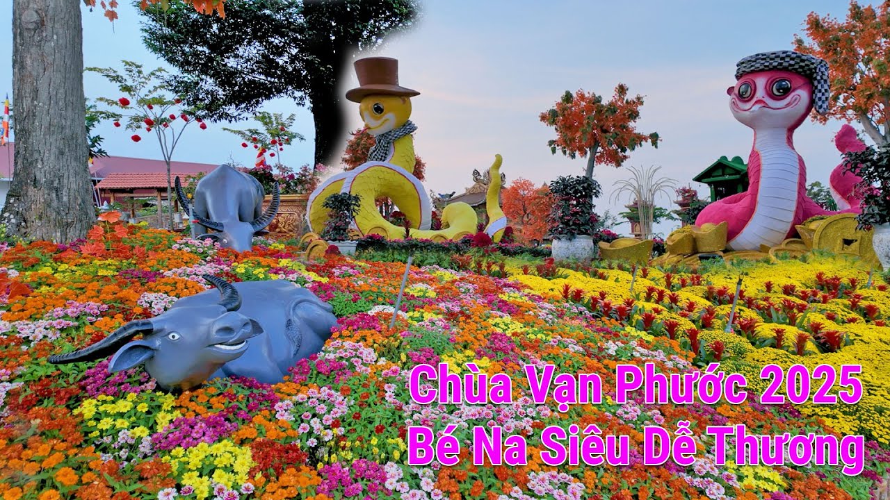 Chùa Vạn Phước 26 Tết|Bé Na siêu dễ thương hàng triệu chậu hoa rực rỡ đủ màu sắc