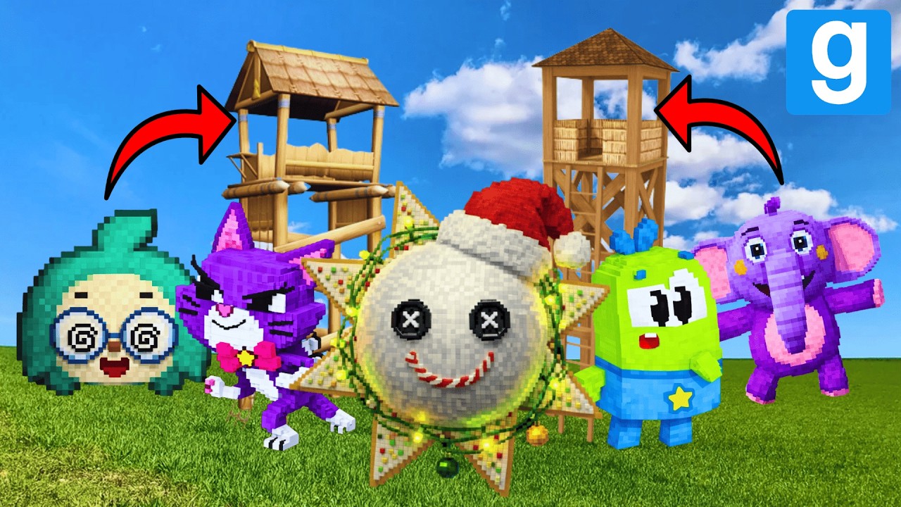 MINECRAFTIFIED NEXTBOTS FAMILY of Leo, Kiki, Kent the Elephant And More VS TOWERS l Garry's Mod