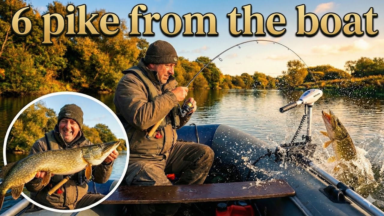 Pike fishing from the boat dilham river ant 6 fish landed predator angling Norfolk broads piking