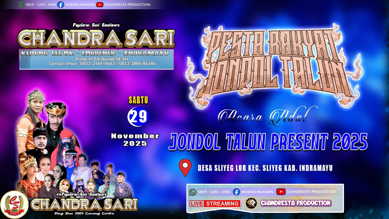 🔴Live Malam Chandra Sari | Pesta Rakyat JONDOL TALUN Desa Sliyeg Lor | Sabtu 29 Des 2025