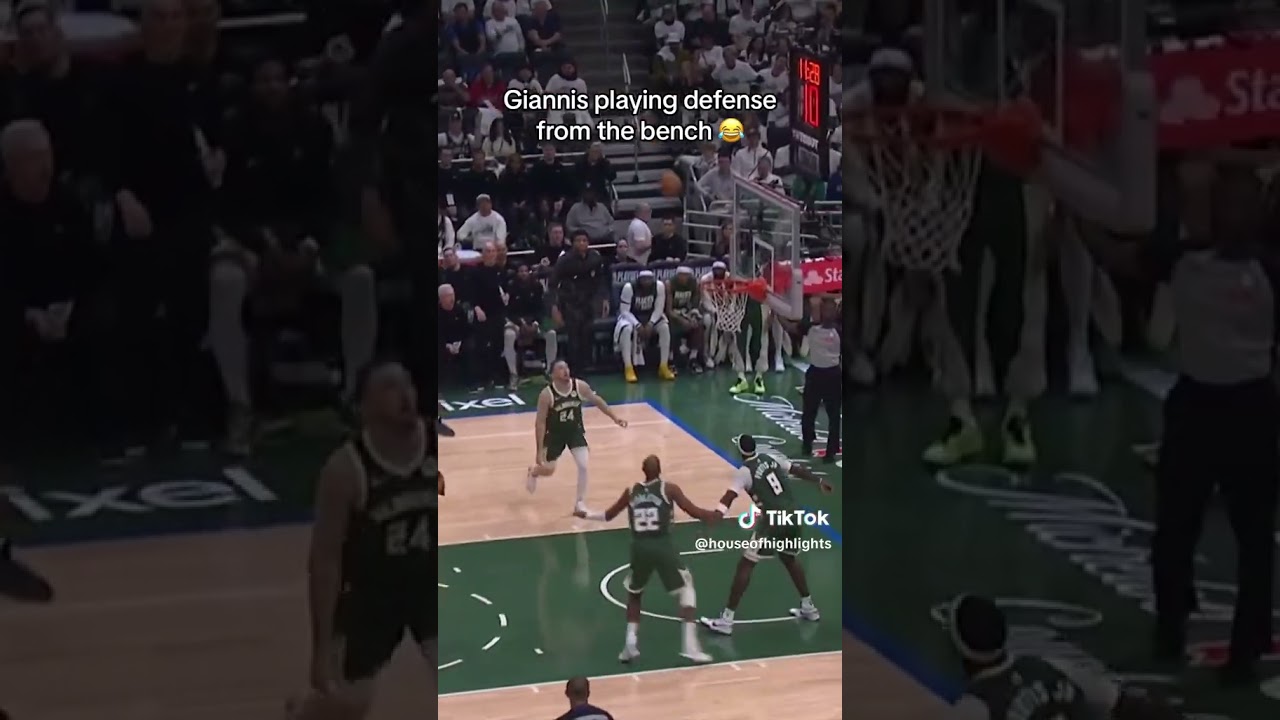 Giannis playing defense from the bench #pacers #bucks #foryou #fypシ #sports #ballislife #shortvideo