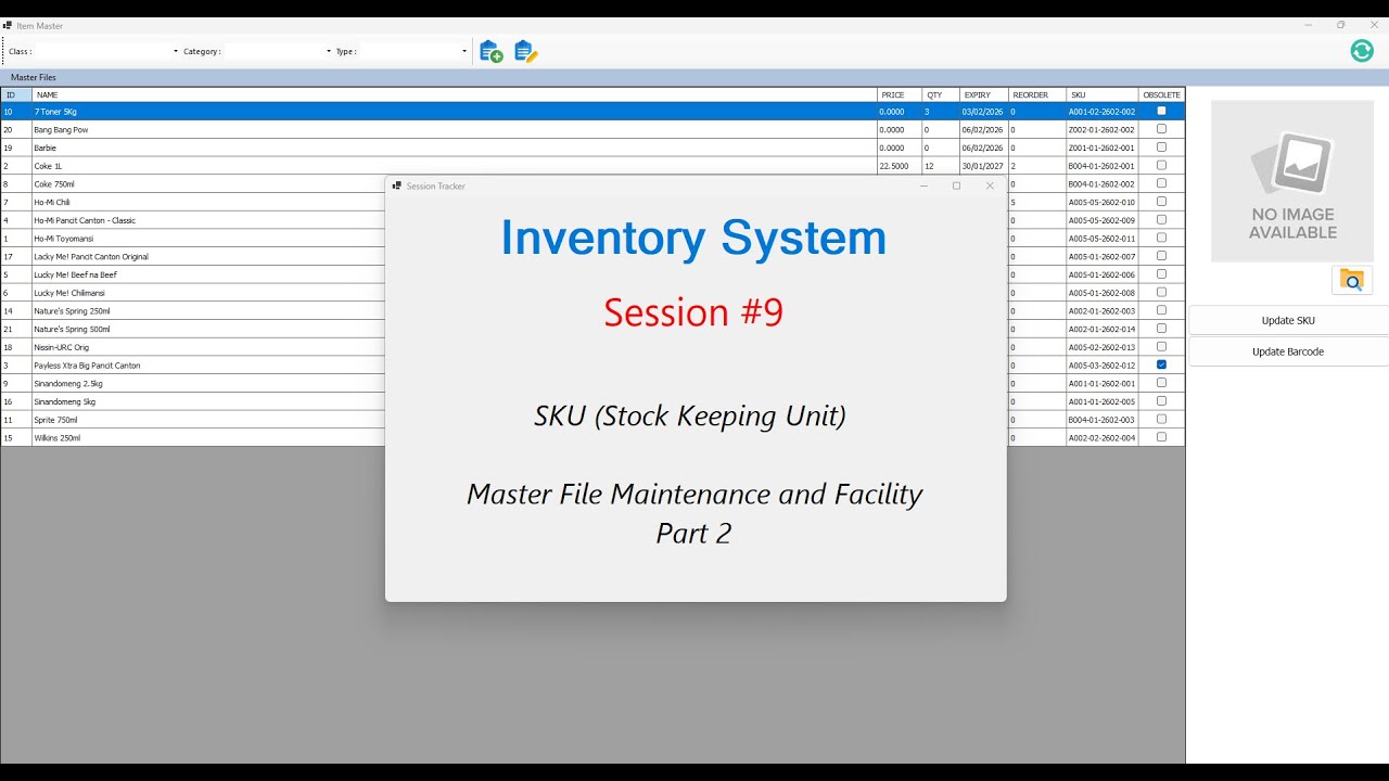 INVs9 - Inventory System - Session #9 - SKU (Stock Keeping Unit) - Part 2