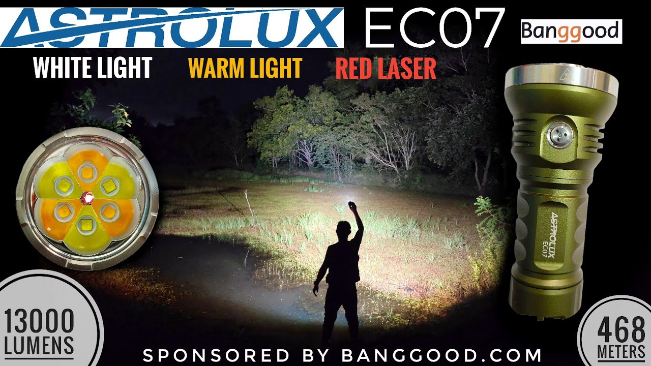 Astrolux EC07 13000LM 468M Powerful EDC Flashlight with 6500K & 3000K LEDs & Red Laser - By Banggood