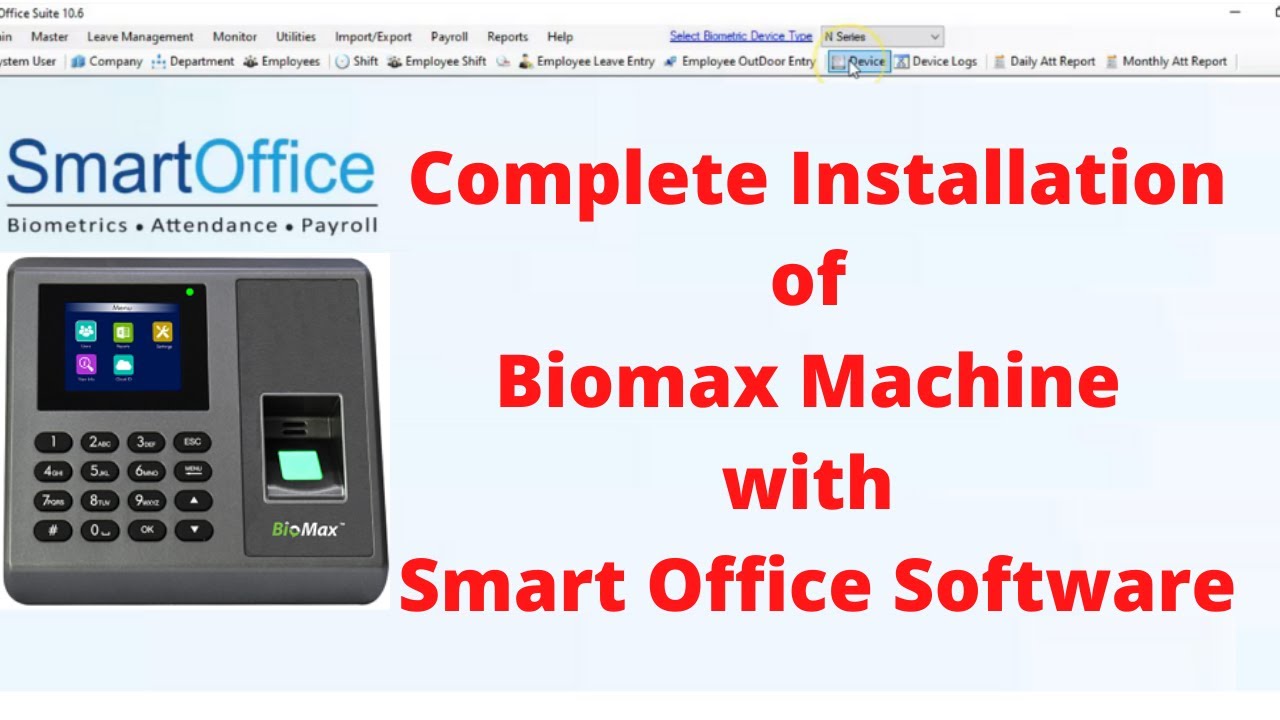 Complete installation of Biometric attendance machine with Smart Office Software | Biomax NBM30W Pro