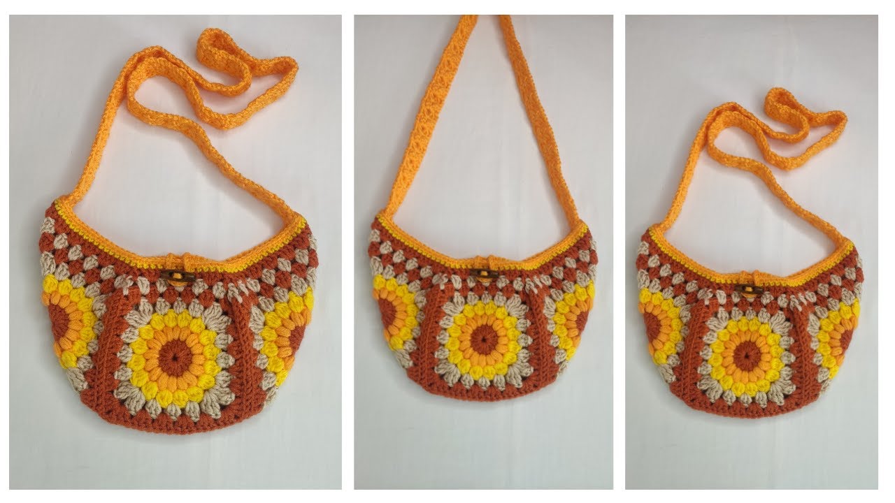 Easy Crochet Granny Square Sunburst Bag Tutorial || Crossbody bag