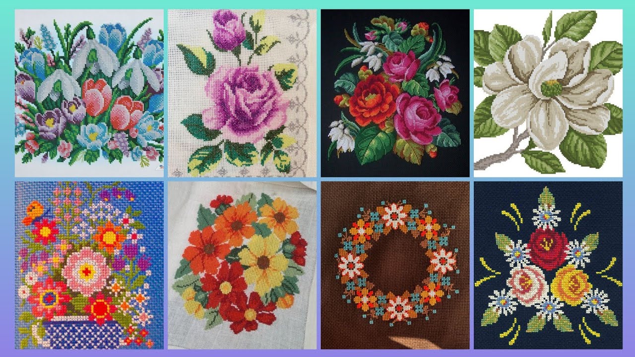 Top 100+ Amazing and Elegant Floral Cross stitch patterns || Charsuti Kerhai Ideas For Everything||