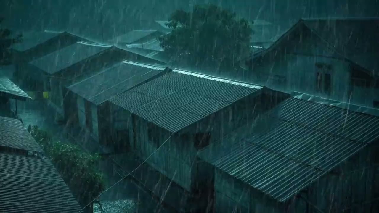 No Ads Rain Sounds for Sleeping - ASMR Heavy Rain on Tin Roof to Calm Overthinking Mind