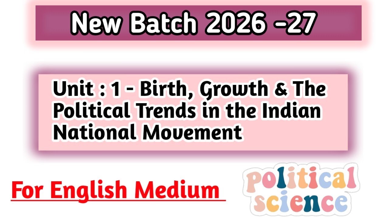 B.A. 1st Semester Political Science Unit 1 Birth, Growth of indian national movement #political 
