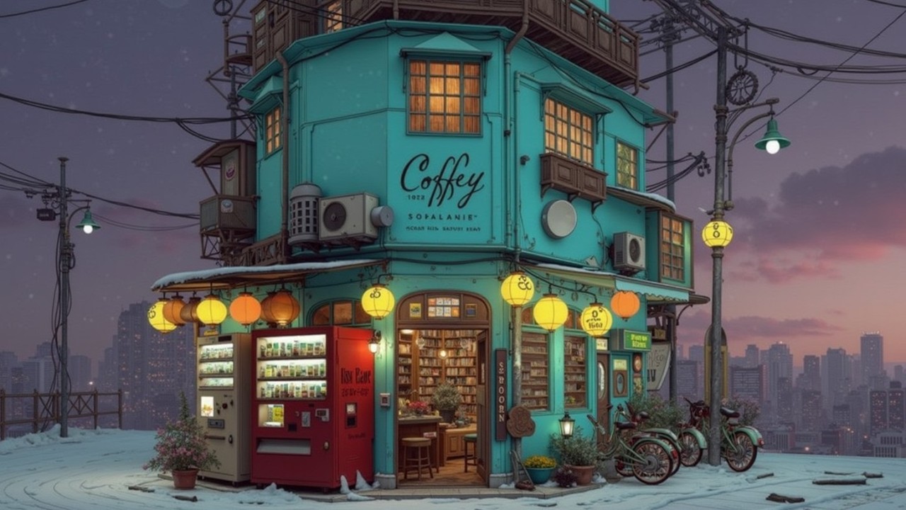 Токио Сити Лофай | Lofi Chill Mix - Ночная атмосфера кафе для отдыха и учебы