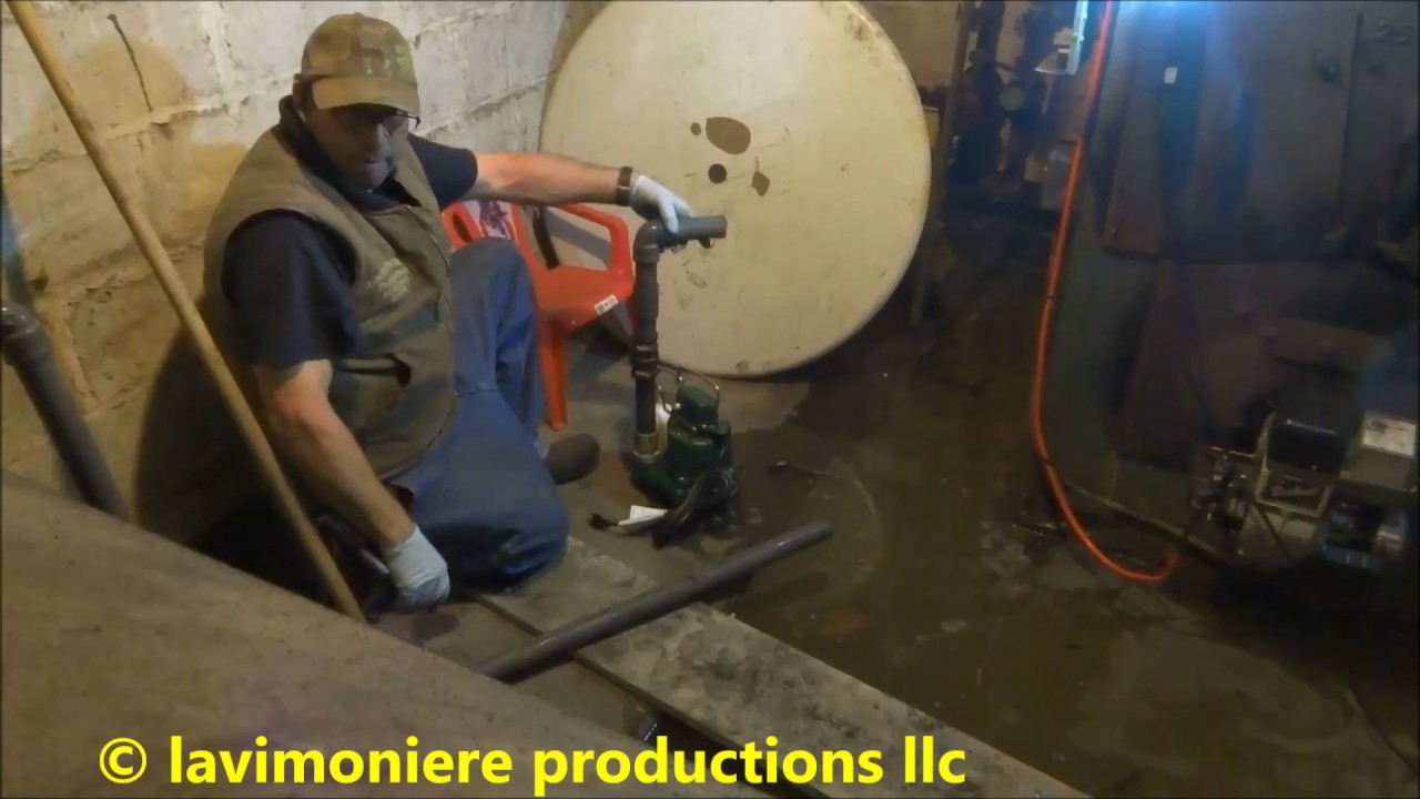 sump pump replaced in basement boiler room