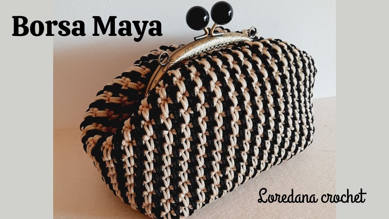 🤍BORSA UNCINETTO MAYA🤍PUNTO CANESTRO BICOLORE🤍FONDO ULTRA RIGIDO A PUNTO TERMICO🤍🤍LOREDANA CROCHET🤍🤍