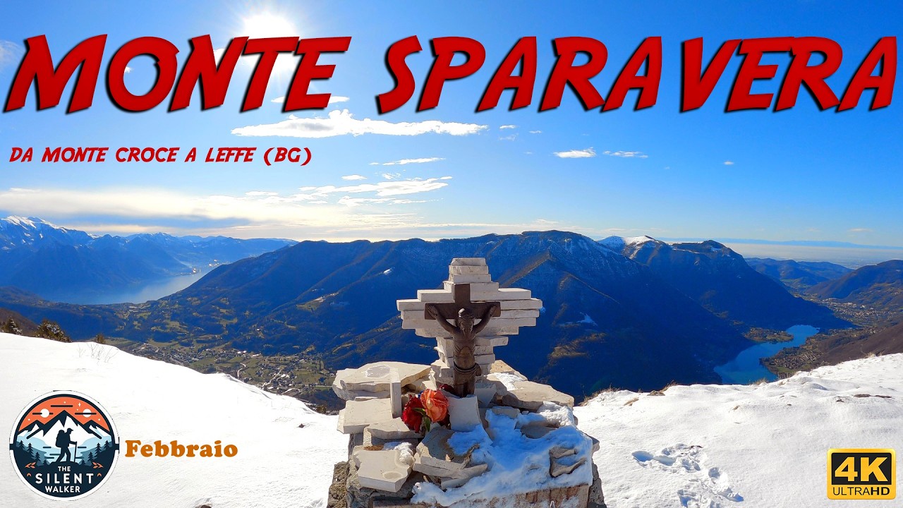MONTE SPARAVERA da monte Croce a Leffe. Escursione di febbraio. Video 4K