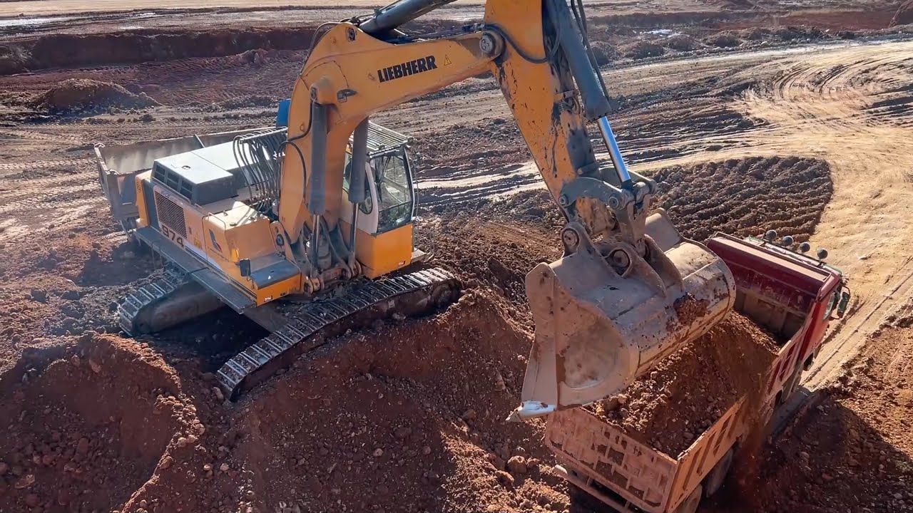 Liebherr 974 Excavator Loading Trucks With Three Passes - Labrianidis Mining Works