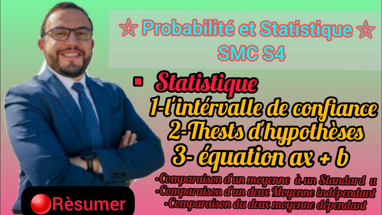 Résumer🚨 Probabilité et Statistique SMC S4 🔥شرح شامل