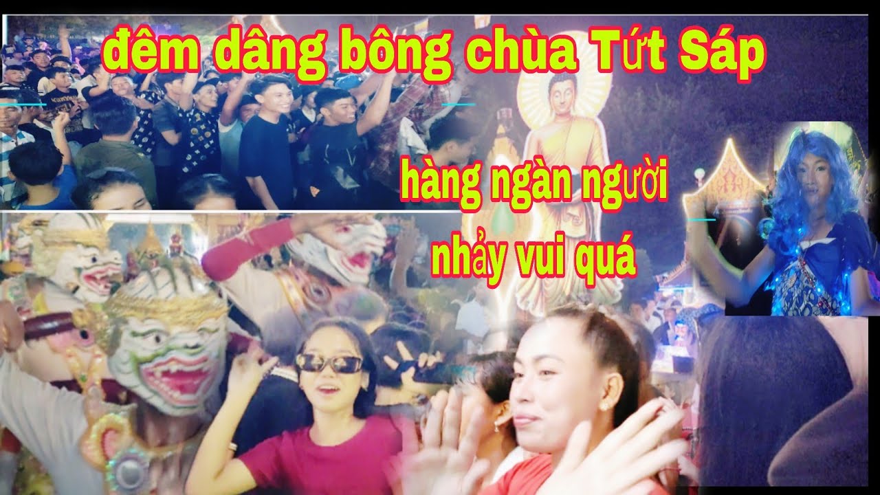 lễ Dâng bông chùa Tứt Sáp Dâng đèn sắc màu rực rỡ về đêm quá đông lung linh hoành tráng nhất 2025