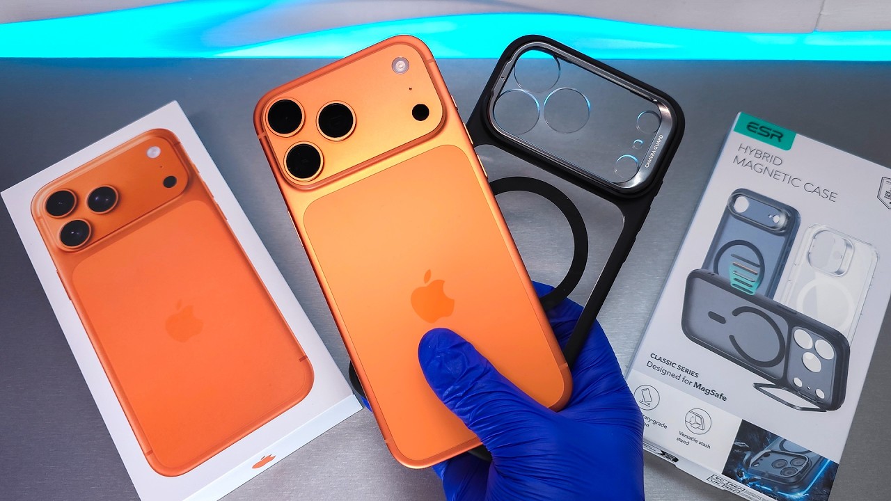 iPhone 17 Pro Max and ESR Hybrid Transparent Black case Unboxing - ASMR