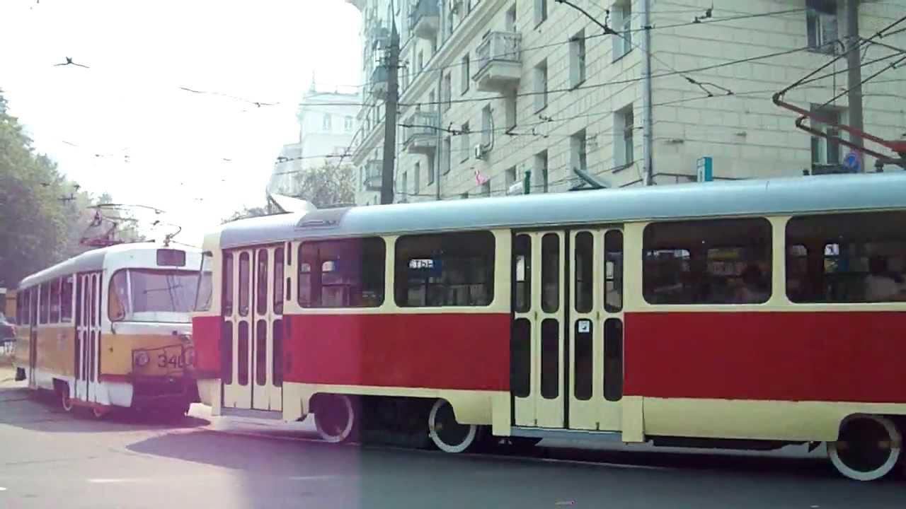 Трамваи в Москве: Старые Татры!!  Trams: Tatra in NorthWest Moscow, Russia
