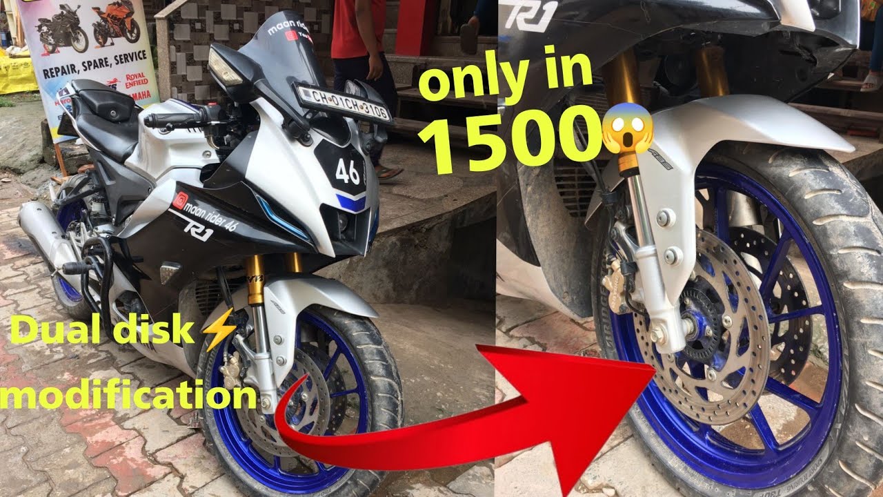 Yamaha R15m double disc install#viralvideo#youtubevideo#tranding#bike#r15v4#r15m#yamahar15