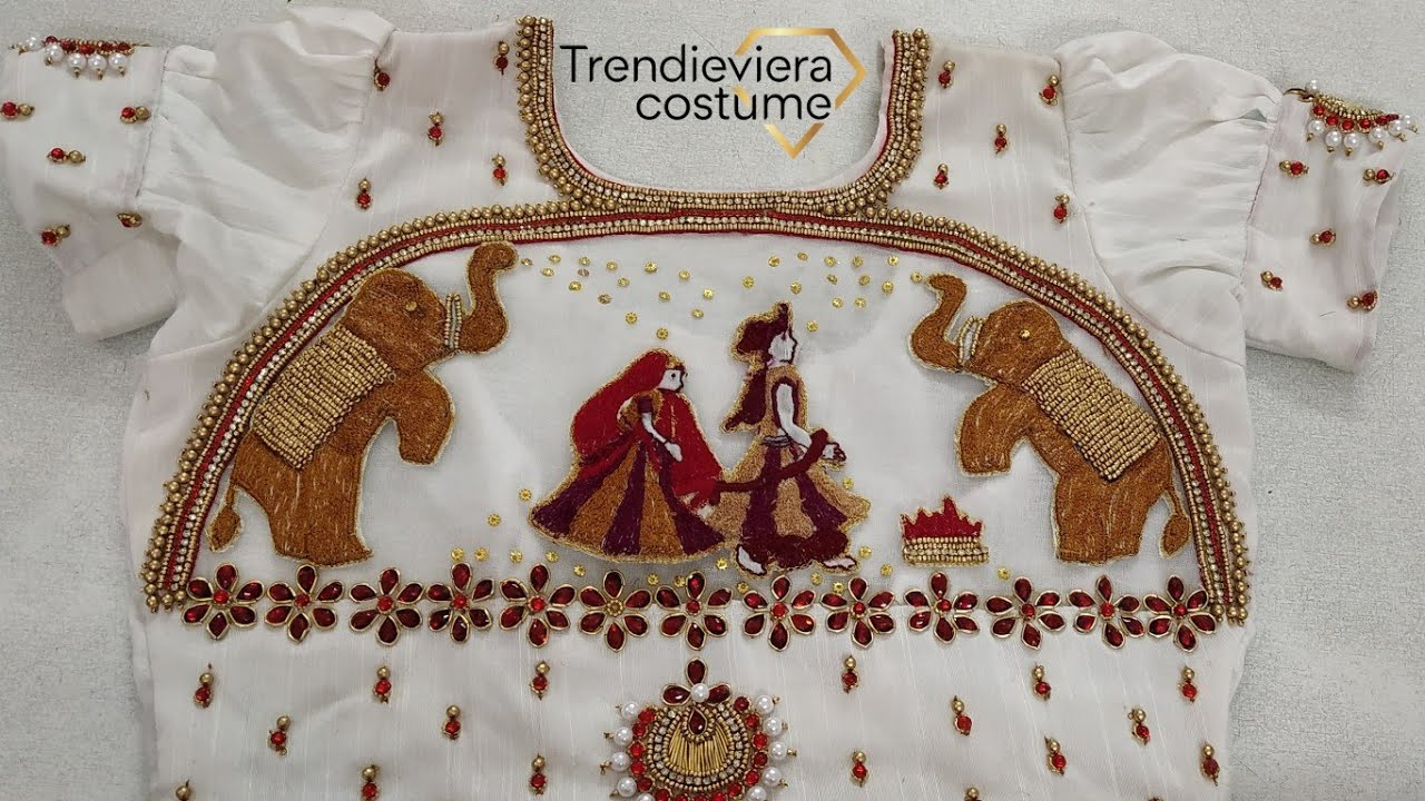 wedding effort bridle blouse design using aari embroidery