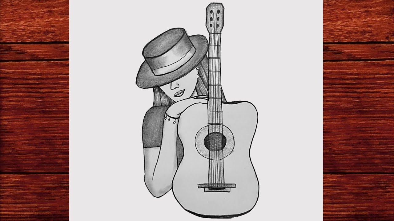 Gitar Tutan Kız Nasıl Çizilir - Gitar Tutan Kız Çizimi - How To Draw A Girl With Guitar - Yeni Çizim