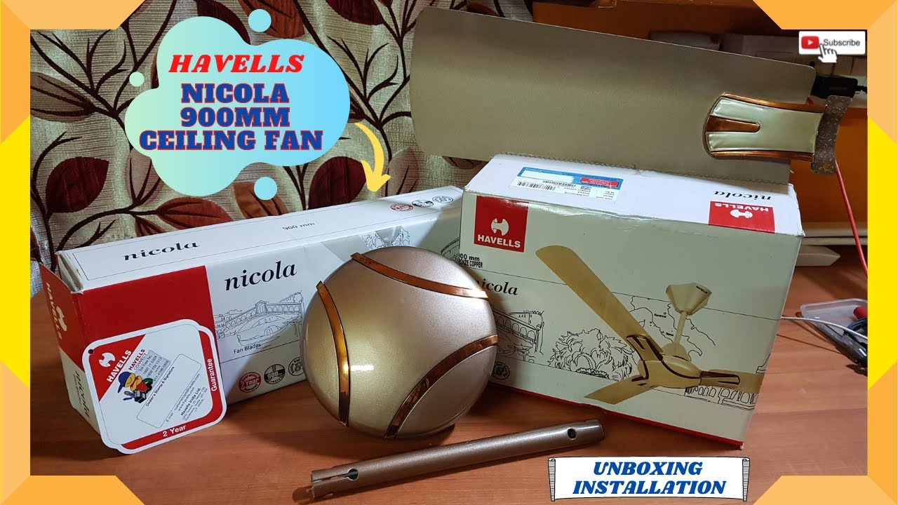 HAVELLS Nicola 900mm Ceiling Fan (Bronze - Copper Colour) Unboxing & Setup Installation! ⚡⚡